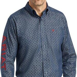 ARIAT Team Cassius Classic Fit Shirt Blue Chambray MD size: L/G
